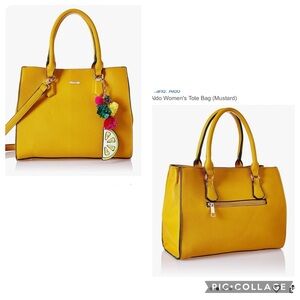 Aldo satchel tote bag crossbody purse mustard yellow faux leather